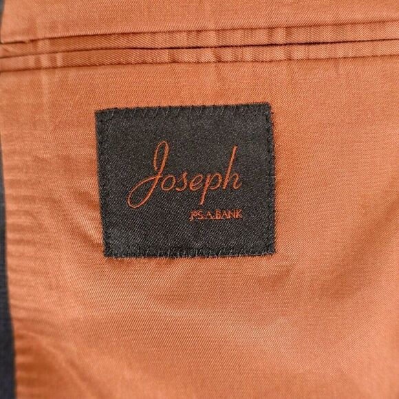 Joseph‎ Jos A Bank Wool Blue Gray Plaid Windowpane 2 Button Suit Jacket 38R - Picture 9 of 15